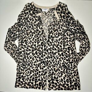 Old Navy Leopard Print Cardigan - Beige Black